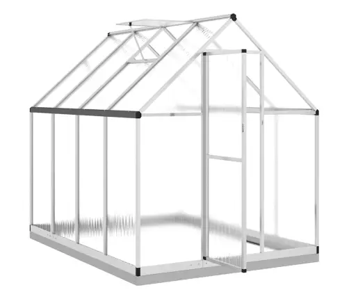 Siltumnīca Ar Pamatnes Rāmi, Sudraba, 224X169X202 Cm, Alumīnijs Vidaxl