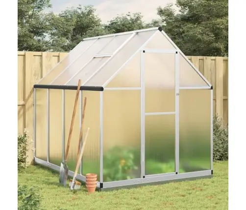 Siltumnīca Ar Pamatnes Rāmi, Sudraba, 224X169X202 Cm, Alumīnijs Vidaxl