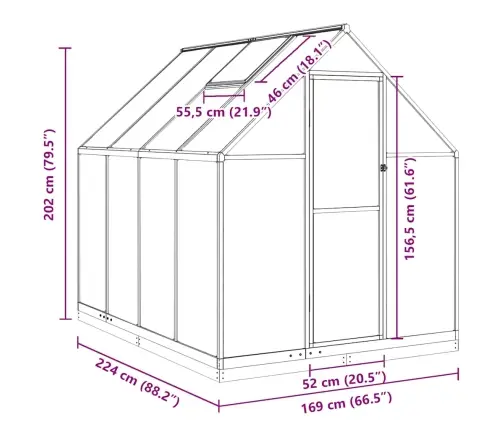 Siltumnīca Ar Pamatnes Rāmi, Zaļš, 224X169X202 Cm, Alumīnijs Vidaxl