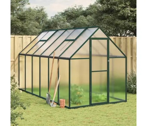 Siltumnīca Ar Pamatnes Rāmi, Zaļš, 334X169X195 Cm, Alumīnijs Vidaxl