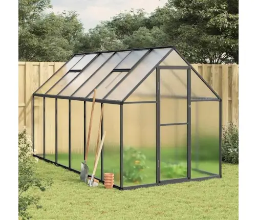 Siltumnīca Ar Pamatnes Rāmi, Antracītpelēks, 334X169X195 Cm Vidaxl