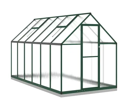 Siltumnīca Ar Pamatnes Rāmi, Zaļš, 334X169X202 Cm, Alumīnijs Vidaxl