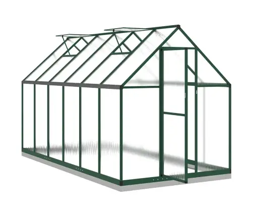 Siltumnīca Ar Pamatnes Rāmi, Zaļš, 334X169X202 Cm, Alumīnijs Vidaxl