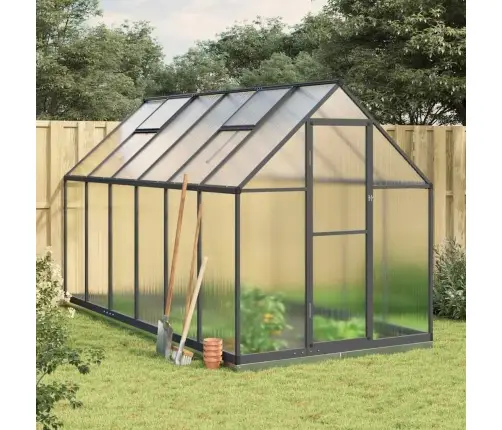 Siltumnīca Ar Pamatnes Rāmi, Antracītpelēks, 334X169X202 Cm Vidaxl