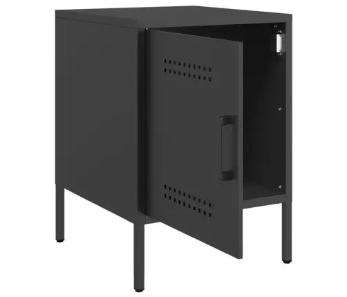 Naktinės Spintelės, 2Vnt., Juodos, 36X39X50,5cm Plienas Naktinės Spintelės, 2Vnt., Juodos, 36X39X50,5cm Plienas