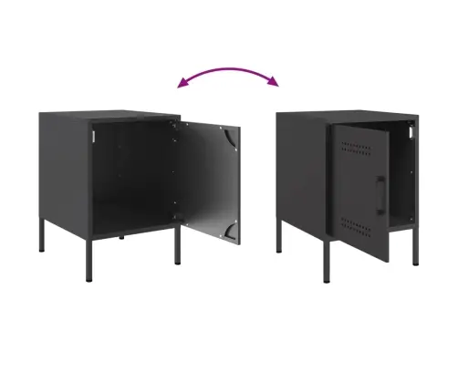 Naktinės Spintelės, 2Vnt., Juodos, 36X39X50,5cm Plienas Naktinės Spintelės, 2Vnt., Juodos, 36X39X50,5cm Plienas