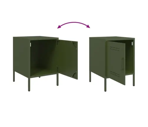 Naktsskapītis, Olīvu Zaļš, 36X39X50,5 Cm, Tērauds Vidaxl