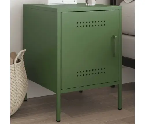 Naktsskapītis, Olīvu Zaļš, 36X39X50,5 Cm, Tērauds Vidaxl