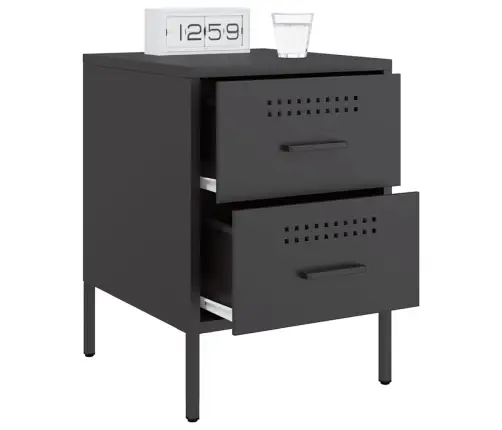 Naktsskapītis, Melns, 36X39X50,5Cm, Tērauds Vidaxl