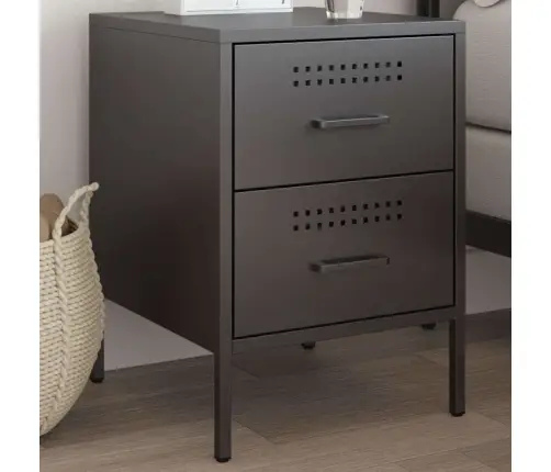 Naktsskapītis, Melns, 36X39X50,5Cm, Tērauds Vidaxl