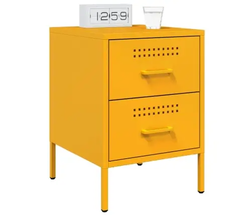 Naktsskapītis, 36X39X50,5 Cm, Tērauds, Sinepju Dzeltens Vidaxl