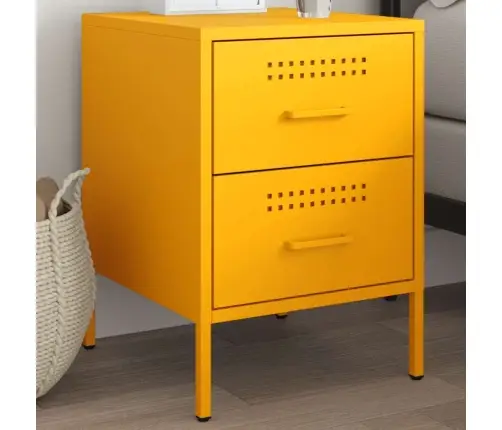 Naktsskapītis, 36X39X50,5 Cm, Tērauds, Sinepju Dzeltens Vidaxl