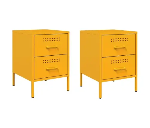 Naktinės Spintelės, 2Vnt., Garstyčių, 36X39X50,5cm Plienas