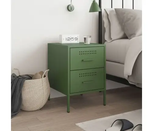 Naktsskapītis, Olīvu Zaļš, 36X39X50,5 Cm, Tērauds Vidaxl