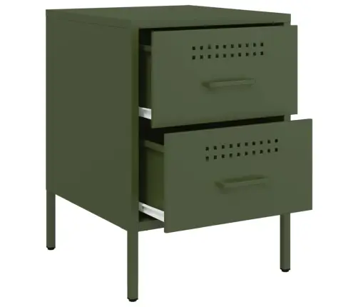 Naktsskapītis, Olīvu Zaļš, 36X39X50,5 Cm, Tērauds Vidaxl