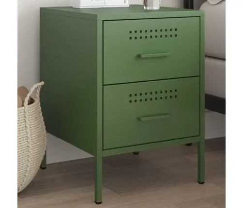 Naktsskapītis, Olīvu Zaļš, 36X39X50,5 Cm, Tērauds Vidaxl