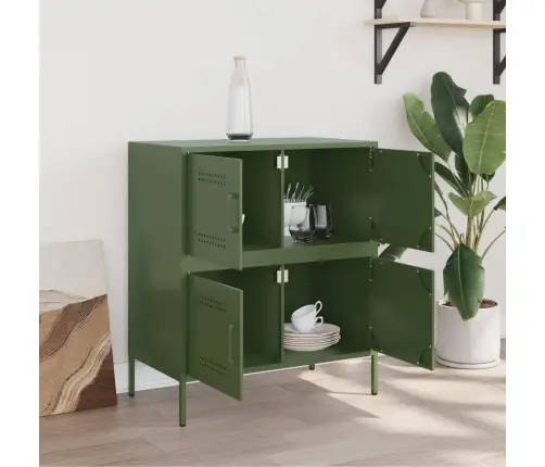 Kumode, Olīvu Zaļa, 68X39X79 Cm, Tērauds Vidaxl