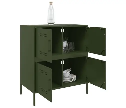 Kumode, Olīvu Zaļa, 68X39X79 Cm, Tērauds Vidaxl