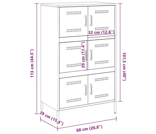 Kõrge Kapp, Antratsiit, 68X39X113 cm Teras