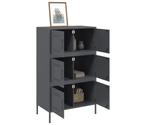 Augstais Skapītis, Antracītpelēks, 68X39X113 Cm, Tērauds Vidaxl