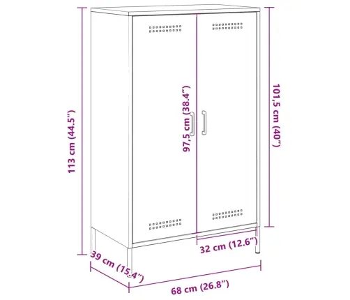 Augstais Skapītis, Balts, 68X39X113 Cm, Tērauds Vidaxl Augstais Skapītis, Balts, 68X39X113 Cm, Tērauds Vidaxl