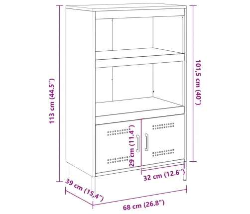 Kõrge Kapp, Must, 68X39X113 cm Teras