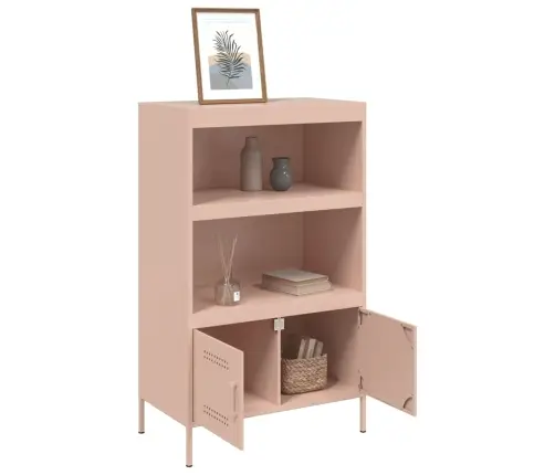 Augstais Skapītis, Rozā, 68X39X113 Cm, Tērauds Vidaxl