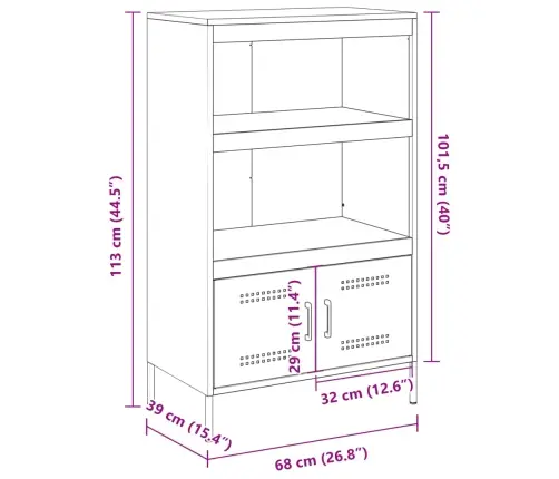 Augstais Skapītis, Sinepju Dzeltens, 68X39X113 Cm, Tērauds Vidaxl Augstais Skapītis, Sinepju Dzeltens, 68X39X113 Cm, Tērauds Vidaxl