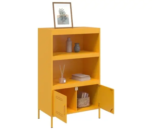 Augstais Skapītis, Sinepju Dzeltens, 68X39X113 Cm, Tērauds Vidaxl Augstais Skapītis, Sinepju Dzeltens, 68X39X113 Cm, Tērauds Vidaxl