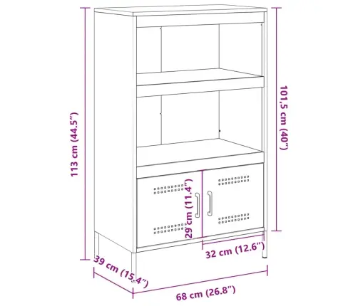 Augstais Skapītis, Olīvu Zaļš, 68X39X113 Cm, Tērauds Vidaxl