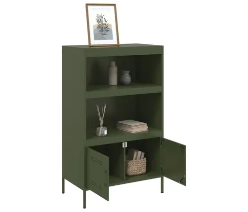 Augstais Skapītis, Olīvu Zaļš, 68X39X113 Cm, Tērauds Vidaxl