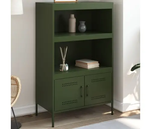 Augstais Skapītis, Olīvu Zaļš, 68X39X113 Cm, Tērauds Vidaxl