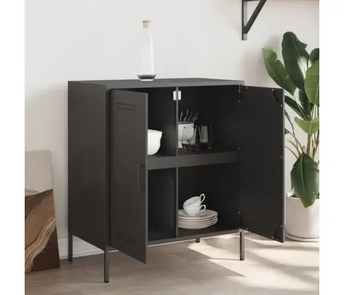 Kumode, Melna, 68X39X79 Cm, Tērauds Vidaxl