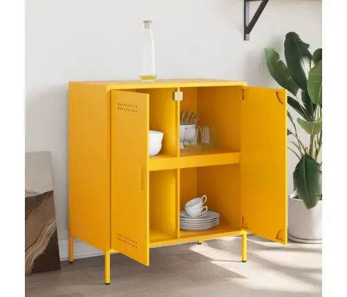 Kumode, Sinepju Dzeltena, 68X39X79 Cm, Tērauds Vidaxl Kumode, Sinepju Dzeltena, 68X39X79 Cm, Tērauds Vidaxl