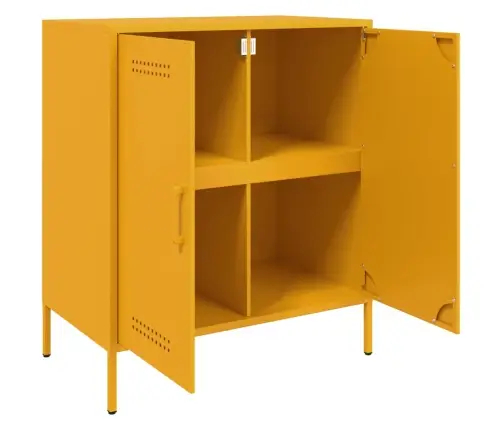 Kumode, Sinepju Dzeltena, 68X39X79 Cm, Tērauds Vidaxl Kumode, Sinepju Dzeltena, 68X39X79 Cm, Tērauds Vidaxl