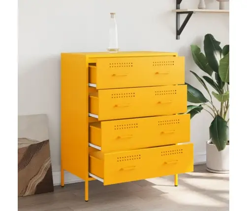 Kumode, Sinepju Dzeltena, 68X39X89 Cm, Tērauds Vidaxl Kumode, Sinepju Dzeltena, 68X39X89 Cm, Tērauds Vidaxl