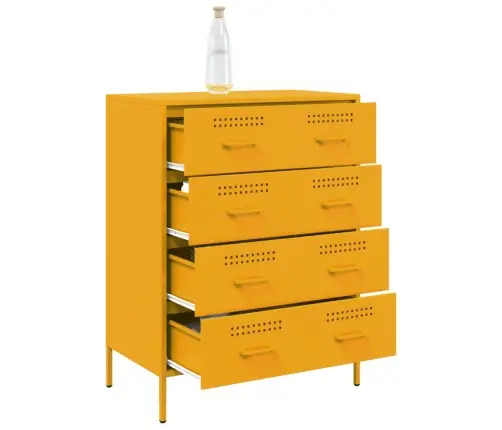 Kumode, Sinepju Dzeltena, 68X39X89 Cm, Tērauds Vidaxl Kumode, Sinepju Dzeltena, 68X39X89 Cm, Tērauds Vidaxl