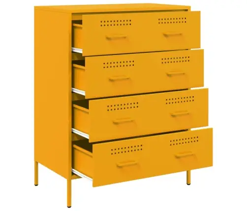 Kumode, Sinepju Dzeltena, 68X39X89 Cm, Tērauds Vidaxl Kumode, Sinepju Dzeltena, 68X39X89 Cm, Tērauds Vidaxl