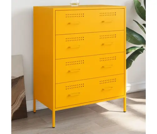Kumode, Sinepju Dzeltena, 68X39X89 Cm, Tērauds Vidaxl Kumode, Sinepju Dzeltena, 68X39X89 Cm, Tērauds Vidaxl