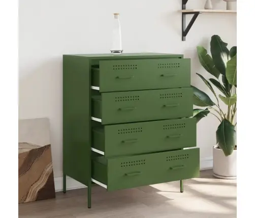 Kumode, Olīvu Zaļa, 68X39X89 Cm, Tērauds Vidaxl