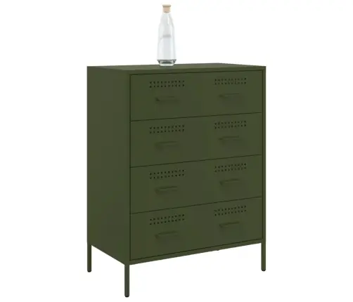 Kumode, Olīvu Zaļa, 68X39X89 Cm, Tērauds Vidaxl