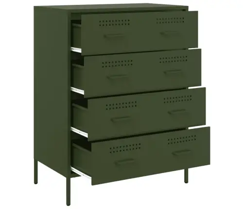 Kumode, Olīvu Zaļa, 68X39X89 Cm, Tērauds Vidaxl