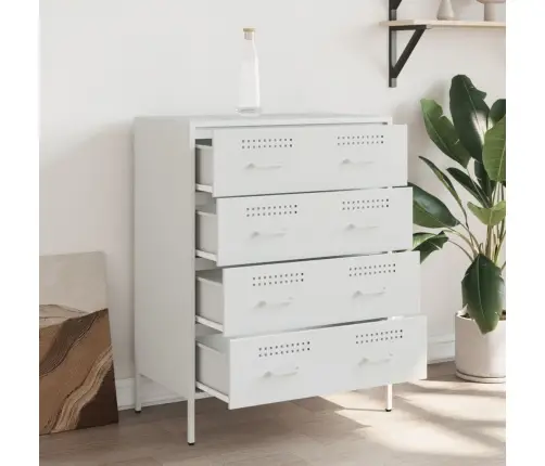 Kumode, Balta, 68X39X89 Cm, Tērauds Vidaxl