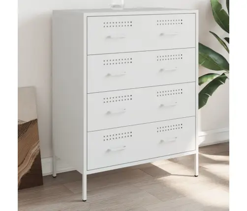 Kumode, Balta, 68X39X89 Cm, Tērauds Vidaxl