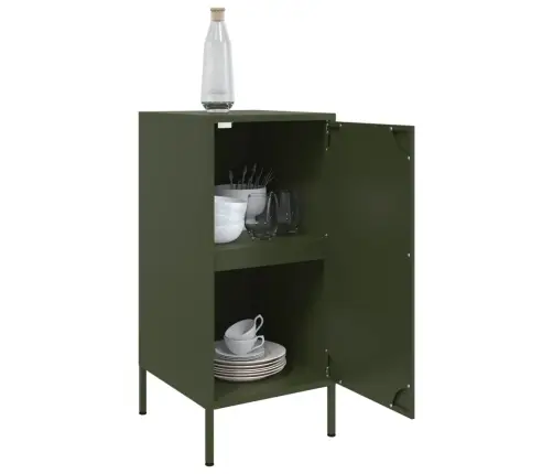 Kumode, Olīvu Zaļa, 36X39X79 Cm, Tērauds Vidaxl