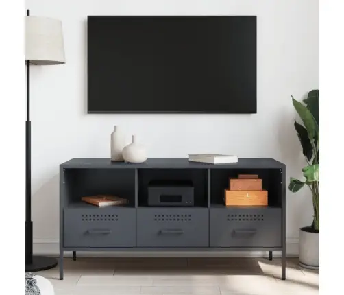Tv Skapītis, 100,5X39X50,5 Cm, Tērauds, Antracītpelēks Vidaxl