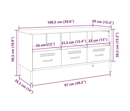 Televizoriaus Spintelė, Garstyčių, 100,5X39X50,5cm Plienas Televizoriaus Spintelė, Garstyčių, 100,5X39X50,5cm Plienas