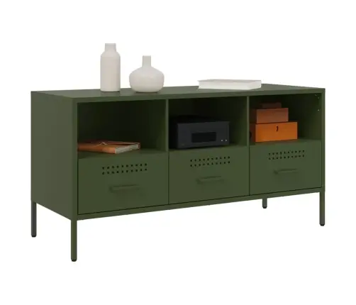 Tv Skapītis, 100,5X39X50,5 Cm, Tērauds, Olīvu Zaļš Vidaxl