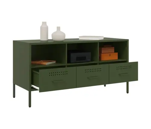 Tv Skapītis, 100,5X39X50,5 Cm, Tērauds, Olīvu Zaļš Vidaxl