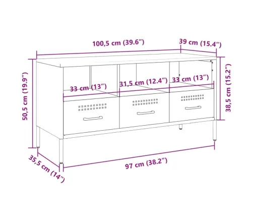 Tv Skapītis, 100,5X39X50,5 Cm, Tērauds, Balts Vidaxl
